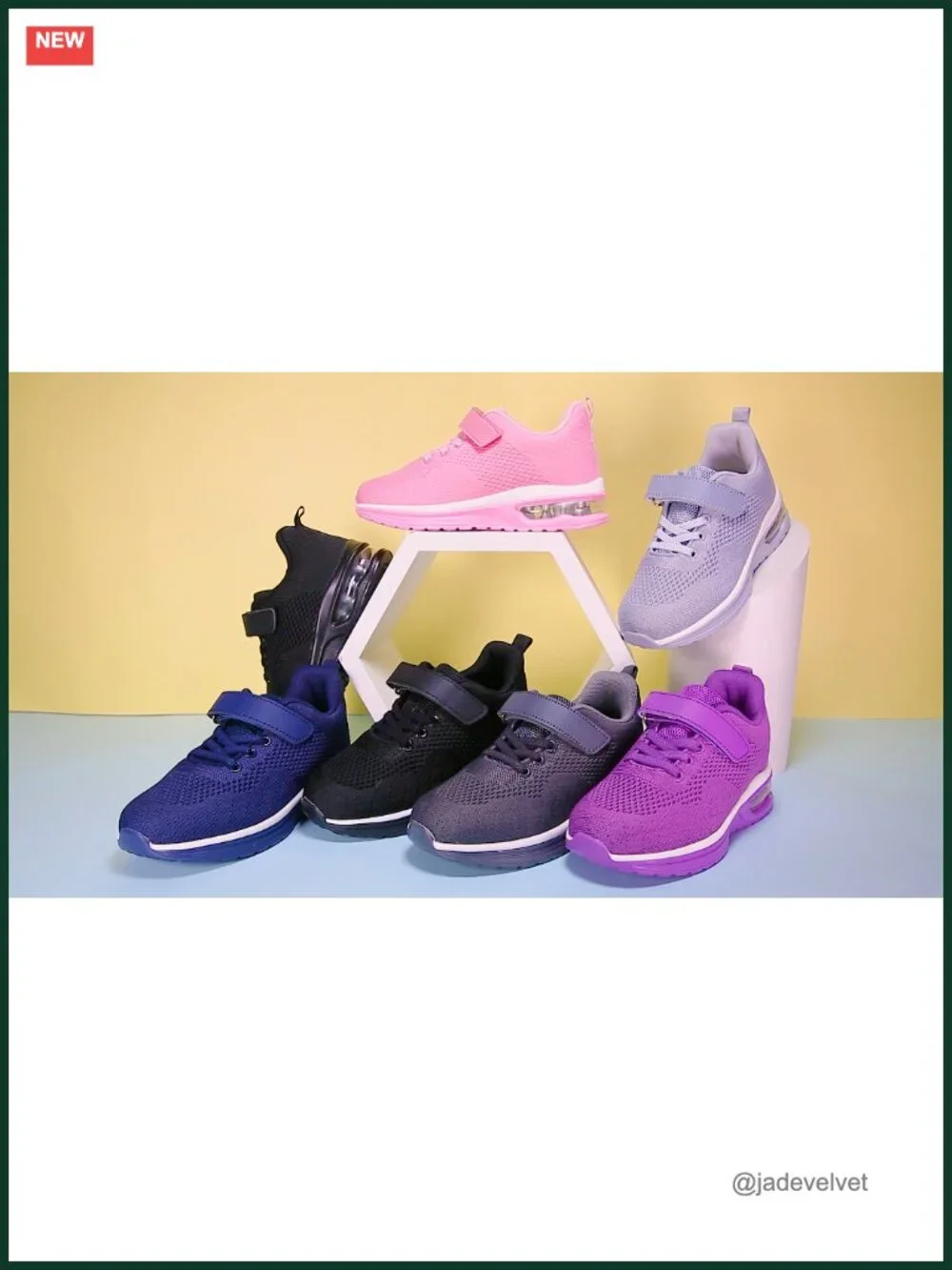 Kids Athletic Non-Slip Running Cushion Sneakers with Hook & Loop